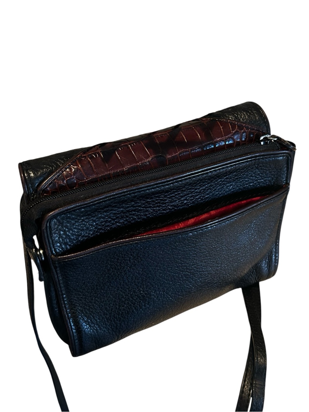 Brighton Nepal Pebbled Leather Croco-Embossed Crossbody Organizer - Picture 5 of 17